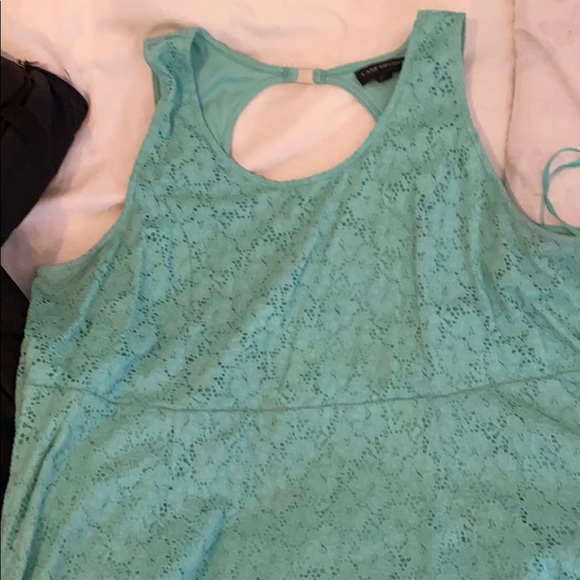 Teal Lace, knee length dress with Keyhole Back - Picture 1 of 3